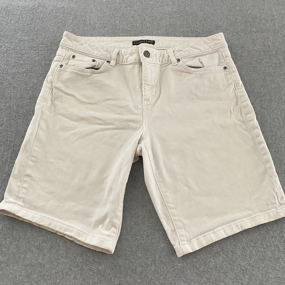 Garnet Hill Denim Shorts Womens 33w White‎ 9in Inseam Casual Jean Stretch